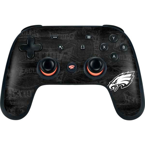 NFL Philadelphia Eagles Black & White Google Stadia Controller Skin